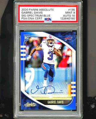 2020 Panini Absolute - Gabriel Davis (RC) Auto Spectrum Blue /35 #136 PSA 9 - Image 1 of 2