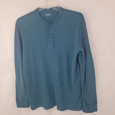 Camisa MERONA Para Hombres Talla XL Henley Térmica Tejida Waffle AZUL Desteñida Grunge Y2K Foto 1 de 4