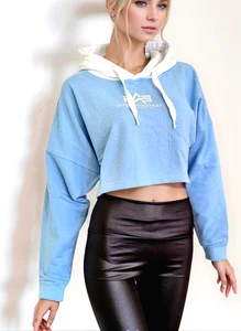 Alpha Industries short Hoodie hellblau weiss oversized fit Gr.XS 34/36 - Bild 1 von 2