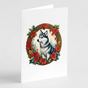 Alaskan Klee Kai Weihnachten Blumen Grußkarten Umschläge Packung mit 8 DAC2298GCA7P - Bild 1 von 3