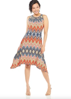 Vestido para mujer London Times talla 10 sin mangas plisado cuello dobladillo colorido nuevo con etiquetas Foto 1 de 4