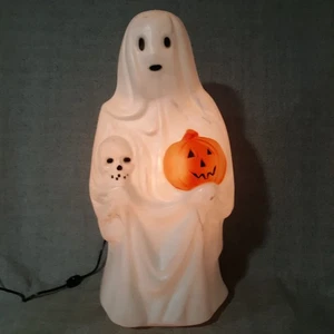 Vintage Empire Blow Mold 23" Ghost with Skull & Pumpkin Jack-O-Lantern New Cord - Picture 1 of 12