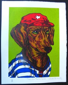 Serigrafía de perro cubano firmada por la artista pop de Cuba Janette Brossard MODA PATRIÓTICA - Imagen 1 de 5