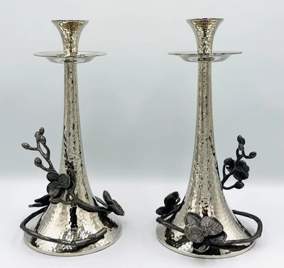 Candelabro cónico orquídea blanca Michael Aram, juego de 2, 11", placa de níquel Foto 1 de 4