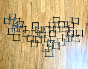 Crate & Barrel Brutalist Wall Sculpture Jere Style Large Welded Steel Grid, 36" - Picture 1 of 10