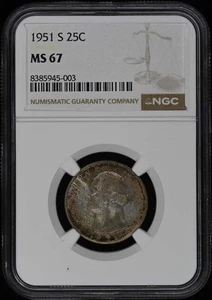 1951-S Washington Quarter 25C NGC MS67 - Picture 1 of 2