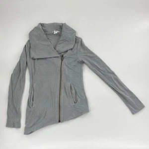 Helmut Lang Womens Gray Asymmetrical Zip Up Long Sleeve Moto Jacket Sz P - Picture 1 of 10