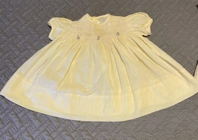 Nannette Smocked & Embroidered Pastel Yellow & Pink Baby Dress Size 0-6m READ - Image 1 of 4