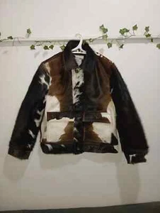 Women's Cowhide Jacket with Real Hair-on Hide & Cow Animal Print – Western Style - Picture 1 of 3