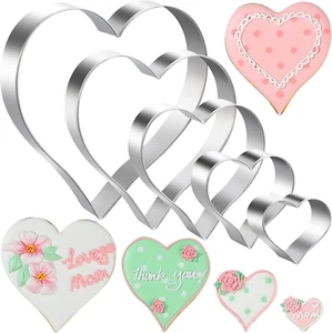 Heart Cookie Cutter5 Piece Heart Shaped Cookie Cutters Fondant Biscuit Cutters - Picture 1 of 8