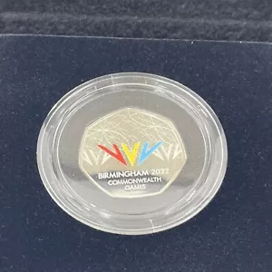Birmingham 2022 Commonwealth Games UK 50p Silver Proof Coloured Coin Boxed COA - Picture 1 of 16