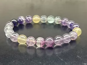 Pulsera con cuentas de cristal de cuarzo fluorita sandía natural sin tratar 9,2 mm - Imagen 1 de 6