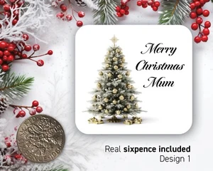 Medias personalizadas de regalo de árbol de Navidad de seis peniques de la suerte Nochebuena 40 - Imagen 1 de 12