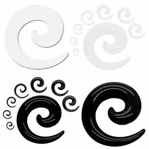 1 par de caracoles de estiramiento Acrílico Piercing Espiral Expansor Hoz Oreja Extensor Set - Imagen 1 de 4