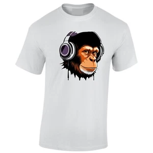 Mono Usando Auriculares Camiseta DJ Rapero Amante de la Música Animal Divertido Regalo v3 - Imagen 1 de 4