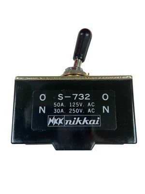 INTERRUPTOR DE PALANCA SÚPER RESISTENTE 50 AMPERIOS NKK S-732 S732- ENCENDIDO 2 POS DPDT NUEVO Foto 1 de 4