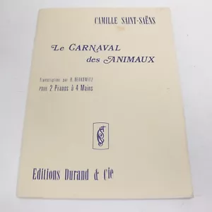 Saint-Saens Le Carnaval des Animaux 2 Piano Scores 4 Hands Sheet Music 1947 - Picture 1 of 8