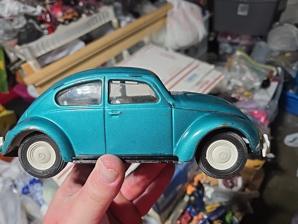 Vtg TONKA 1960'S Pressed Steel Volkswagen VW Beetle Bug 1:18 ? BLUE-GREEN - Image 1 of 4