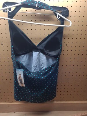 Neu Neu mit Etikett Speedo Neckholder Tankini Badeanzug Oberteil schwarz 10 gepunktet NUR OBERTEIL - Bild 1 von 4