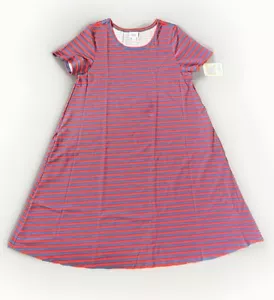 M Womens LuLaRoe Jessie Pocket Dress Striped Blue Red MVS - Picture 1 of 4