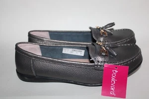 Mocasín Boulevard Acton Cuero Borla Estilo 748 Color Peltre Talla UK 8 Nuevo - Imagen 1 de 4
