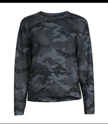 Camiseta Avia Manga Larga Hombro Caído Suave Terry Francés Tela Grande (12-14) Negra Foto 1 de 4