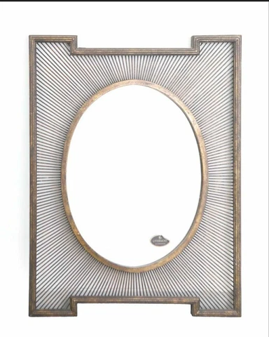 Antique Metal Mirror Big Grey Wall Hanging Decor Decorative Handmade Collectable Cover