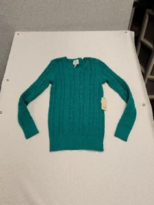st johns bay NWT $32 women’s cable knit sweater Size S Green - Picture 1 of 5
