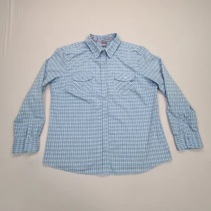 Laura Scott Shirt Womens Large Blue Button Up Comfort Stylish Plaid Ladies - Picture 1 of 9