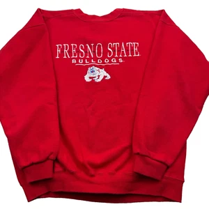 Vintage 90's Fresno State Bulldogs Football Sweatshirt Men's XL Red Made in USA - Picture 1 of 7