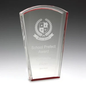 ACRYLIC RED SOLAR CORPORATE ACHIEVEMENT AWARD TROPHY ENGRAVED - Picture 1 of 1