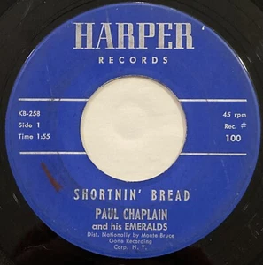 Paul Chaplain & His Emeralds – Shortnin' Bread – Harper Records 100 – 1960 45RPM - Picture 1 of 4