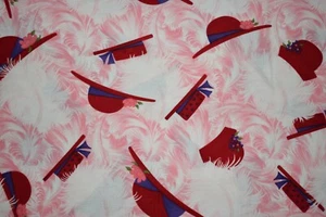 Red Hat Lady Society Fabric New Hats Old Friends Pink Feathers Quilt 3 Yds MODA - Picture 1 of 10