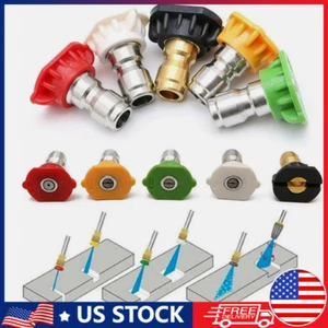  High Power 5PCS 1/4 Pressure Washer Spray Tips Nozzle Quick Connect Set - Picture 1 of 7