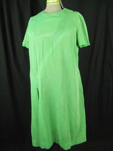 Vintage 60er Jahre handgefertigt leicht grün blau gestreift Mantel Kleid-Büste 39/S-M - Bild 1 von 7