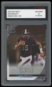 Tarjeta de novato de fútbol americano Dak Prescott 2016 Leaf Draft primer grado 10 Dallas Cowboys - Imagen 1 de 1
