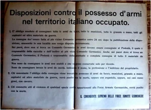 WW2, OCCUPAZIONE Germanica, Disposizioni contro il possesso d'armi m - Picture 1 of 1