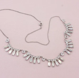 Vintage Art Deco Sterling Silver Open Back Paste Crystal Necklace by Carl Art Co - Picture 1 of 15