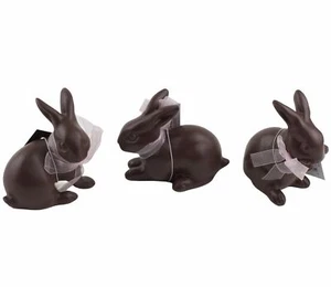 Conejito Conejo con Lazos Rosados Pascua Chocolate Imitación Caramelo Set de 3 Marrón - Imagen 1 de 2