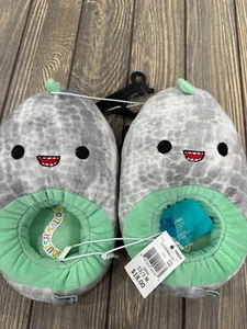 Squishmallows Mädchen 13/1 Plüsch grau & grün Dinosaurier Hausschuhe gemütlich Indoor Footwe - Bild 1 von 7