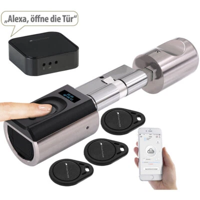 VisorTech Elektronischer Tür-Schließzylinder mit WLAN-Gateway, Fingerscan, App - Bild 1 von 4