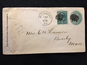 1881  RICHMOND, VIRGINIA  WITH (2) FANCY "CORK" CANCELS PLUS (2) 3c WASHINGTONS! - Picture 1 of 5