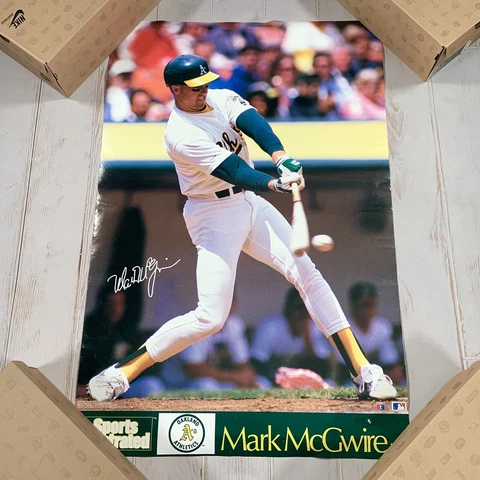 VTG 80s MLB Baseball Oakland Athletics Mark McGwire 1989 Batting Poster 23 x 35 Cover