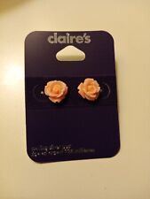 Claire's Sterling Silver Coral colored rose shaped earrings, New, $9.99