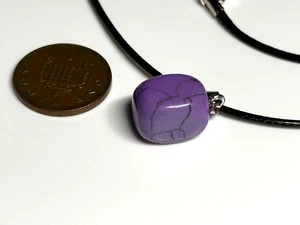 Pendant Purple Turquoise Natural Stone Leather Strap Jewellery 5.56g - Picture 1 of 5