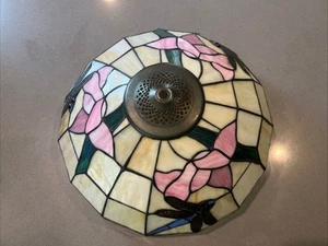 Beautiful Large Tiffany Style Stain Glass Dragonfly Lampshade 15.5” - Picture 1 of 7