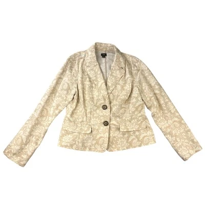 Mossimo Womens Structured 2 Button Blazer Beige White Floral Size XL - Image 1 of 4