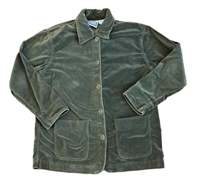 Sigrid Olsen Velvet Jacket Sage Green Cotton Pockets Womens Lined Oversized XS - Image 1 of 4