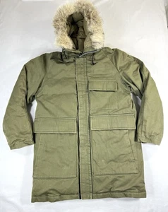 Vintage 70s COMFY Down Parka Fur Hooded Arctic Jacket Green Mens M/L USA Made - Picture 1 of 18