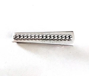 50s 60s Vintage Tie Clip by Anson, Silver Tone with Chain Motif - Picture 1 of 3